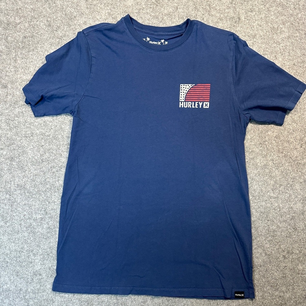 Hurley Everyday Tee T-Shirt Small Navy Blue American Flag Graphic‎ Cotton